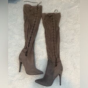 Brand new Suede over the knee Lace Up high heel boots